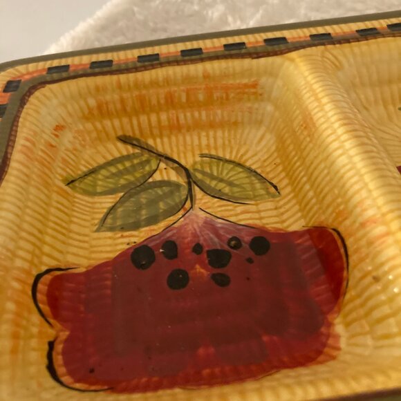 Tabletops Gallery "Lola" Hand Painted (4) Section 18-7/8" Serving Dish - Picture 4 of 5